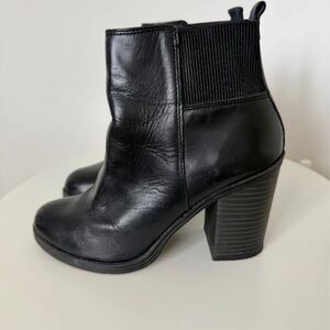 Boots Black Leather Heeled Boots